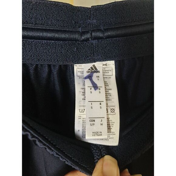 Adidas Men's Small Training Joggers Workup Pants Pockets Navy Snap Ankles Sm - Picture 6 of 6